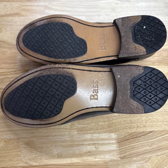 Bass Loafers Mens 12M Black Leather Buckle Strap, Kiltie Casual Slip On Shoes - Picture 4 of 5